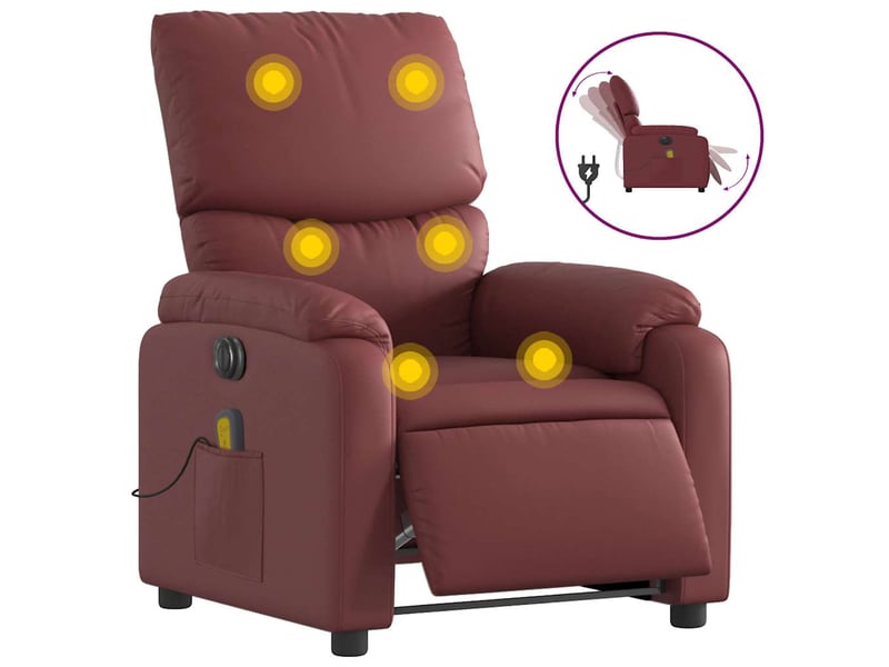 Fauteuil de massage inclinable électrique, fauteuil relax rouge bordeaux shl54905 - Conforama A