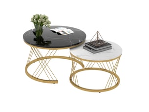 Table basse rond(e) coloris bicolore <strong>MODENUIT </strong> <strong></strong> - 70 cmx45 cm