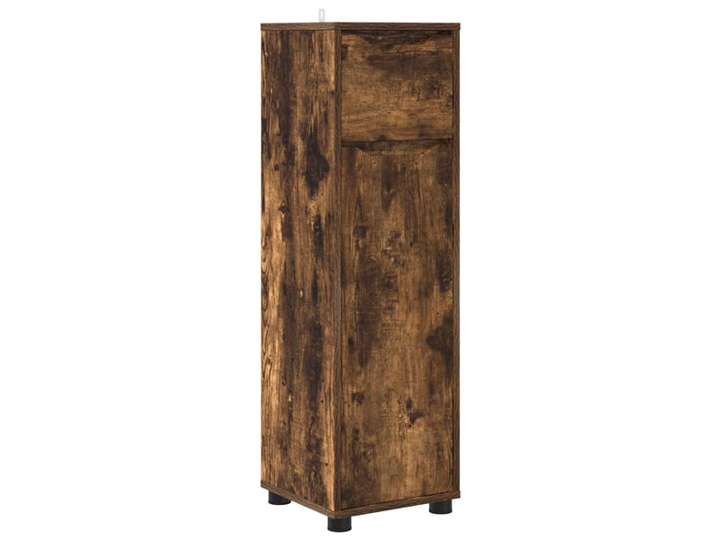  Cabinet de salle de bain, meuble de rangement chêne fumé 30.5x30x101 cm  - Conforama A