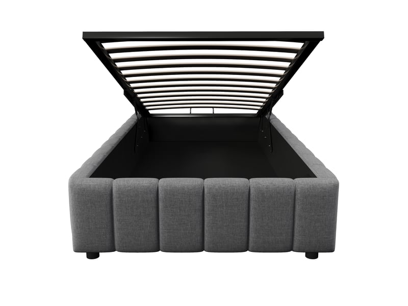  Sommier coffre enfant 90x200 cm avec rangement, mdf et lin, gris  - Conforama D