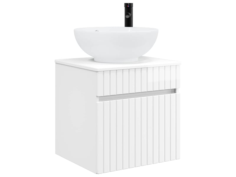  Meuble de lavabo mural, rangement salle de bain blanc brillant 49x44.5x66.5 cm  - Conforama A