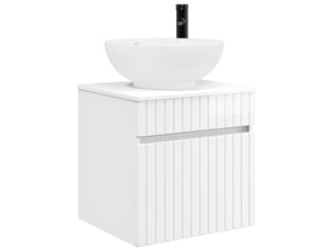 Meuble de lavabo mural, rangement salle de bain blanc brillant 49x44.5x66.5 cm