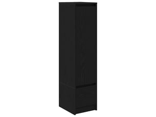 Buffet haut - bahut - meuble de rangement chêne noir 29,5x34x119,5 cm bois d'ingénierie