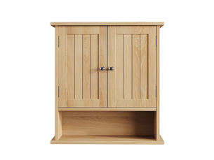 Armoire de salle de bains murale 54,6 x 19,8 x 59,9 cm effet chêne avec 2 portes et niche ouverte, mdf