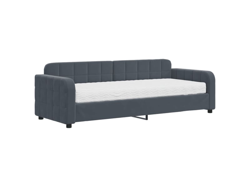  Lit simple- lit adulte -  lit de jour avec matelas gris foncé 80x200 cm velours  - Conforama A