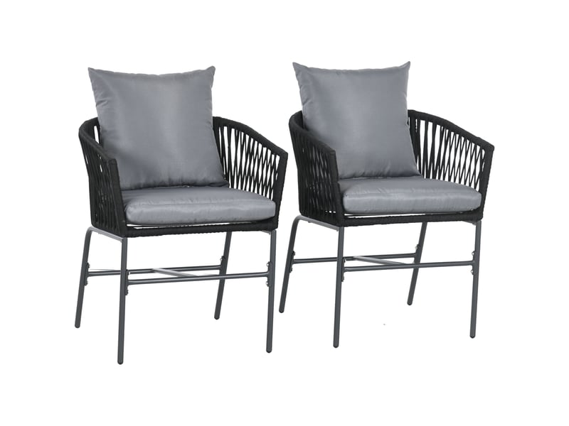 Lot de 2 fauteuils de jardin,57x60x71 cm,avec coussins,acier,noir - Conforama A