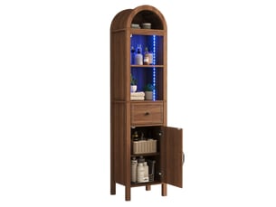 Colonne de salle de bain 40x30x163 cm noyer avec led rgb et tiroir