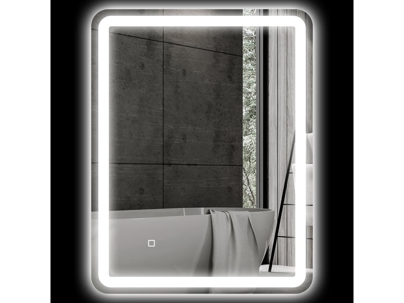 Miroir de salle de bain rectangulaire led fonction anti-buée luminosité réglable fonction mémoire 70 x 90 cm argent - Conforama B