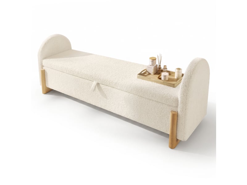  Banc coffre de lit avec rangement tissu bouclé blanc 146x47x61 cm N616P503680W - Conforama A