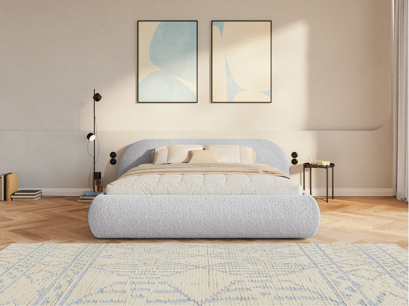  Selsey shels - lit rembourré - 200x200 cm - bouclé gris clair Shels Low - Conforama B