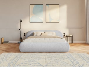 Lit avec rangement 200x200 cm <strong>SELSEY</strong>  <strong>Shels Low</strong> coloris gris