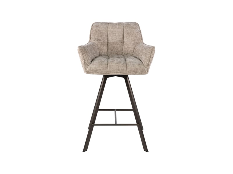  Lot 2 chaises de bar pivotantes tissu texturé sable et bronze - jordi  - Conforama D