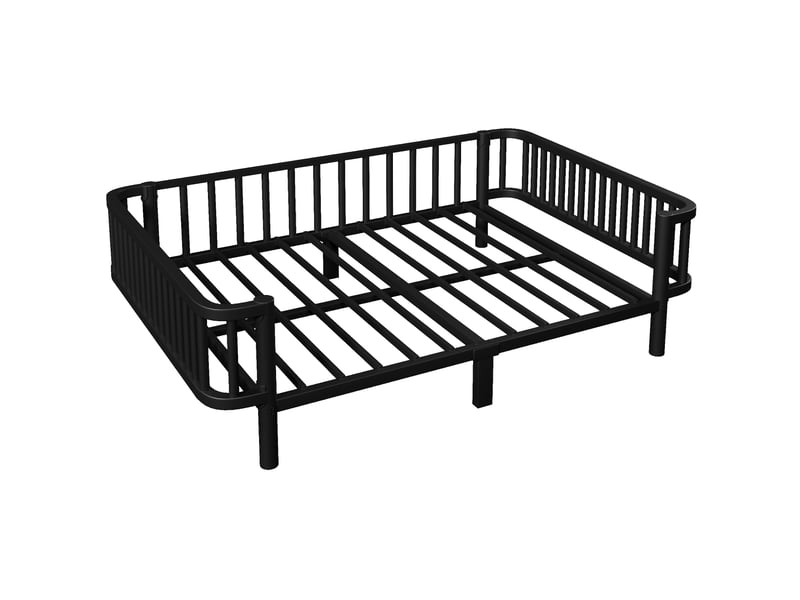  Lit banquette 140x200 cm – noir – structure en acier avec sommier à lattes renforcé – sans matelas  - Conforama D