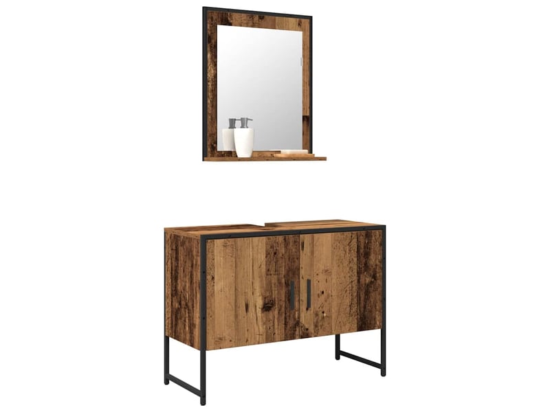 Ensemble de mobilier de salle de bain 2 pièces marron cf64231  - Conforama C