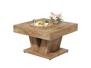 Tribesigns table basse carrée en bois naturel de 80 cm, idéale pour le salon ou comme table d'appoint pour cocktail ou thé.