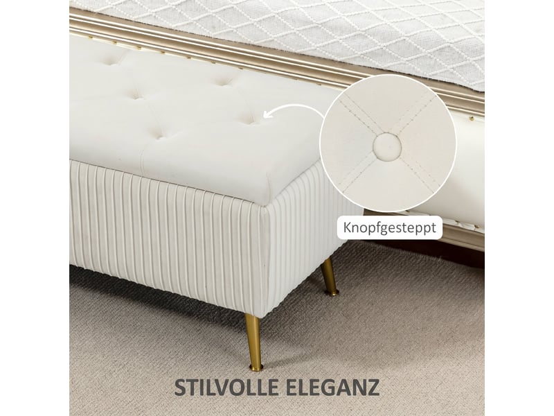  Banc coffre de rangement capitonné en tissu aspect velours 110 x 44,5 x 46 cm  - Conforama D