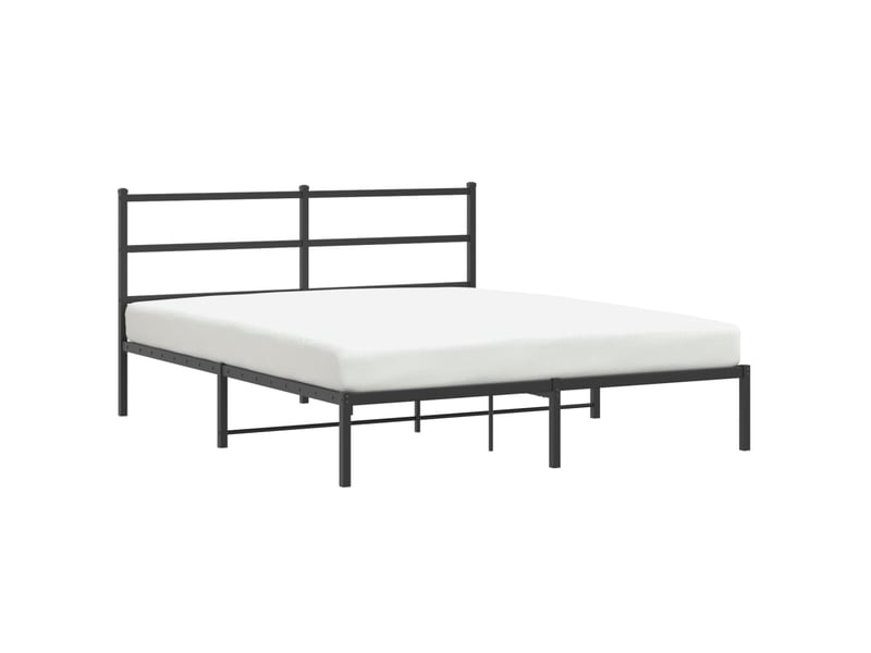  Lit double- lit adulte -  cadre de lit métal sans matelas avec tête de lit noir 150x200cm  - Conforama A