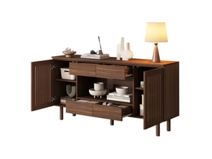 Buffet 2 porte(s) 4 tiroir(s) MODENUIT - 140 cm coloris bois foncé