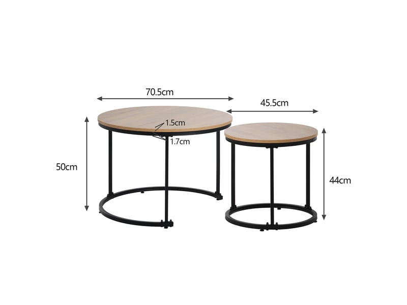  Table basse ronde lot de 2 tables gigognes salon aspect bois mdf 50kg  - Conforama C