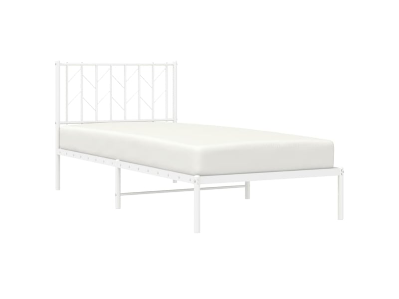  Lit simple- lit adulte -  cadre de lit métal sans matelas avec tête de lit blanc 90x200cm  - Conforama B