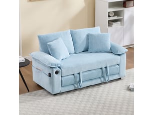 Canapé convertible - canapé-lit futon convertible 3 en 1 de 147 cm (58 pouces), canapé-lit pliable capitonné, bleu
