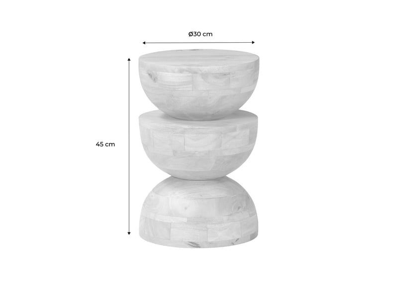 Table d'appoint. Bout de canapé. Table de chevet. Tabouret en bois de manguier. Naturel. Sita. Ø30 x h 45cm  - Conforama D