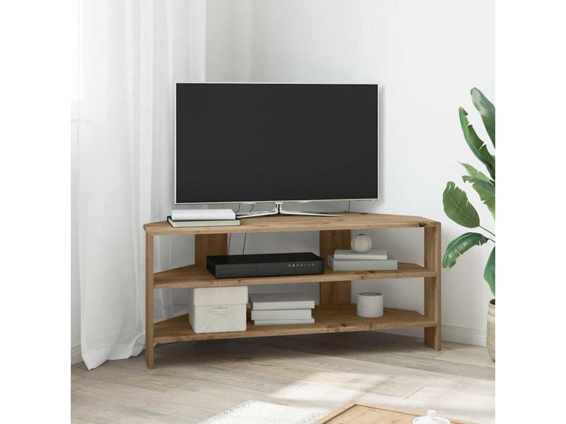  Meuble tv - banc tv - meuble de rangement d'angle 102x40,5x45cm chêne artisanal bois d'ingénierie  - Conforama B