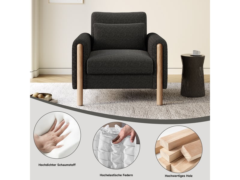  Canapé de salon, canapé moderne, gris, dossier inclinable, design moderne, pour salon, bureau, chambre  - Conforama C