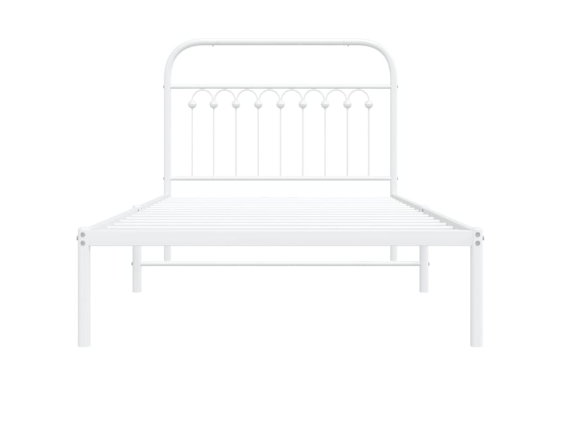  Lit simple- lit adulte -  cadre de lit métal sans matelas et tête de lit blanc 100x200 cm  - Conforama C