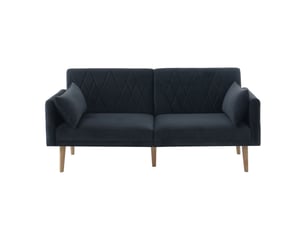 Canapé convertible 2 places en velours noir 180 x 75 x 82 cm