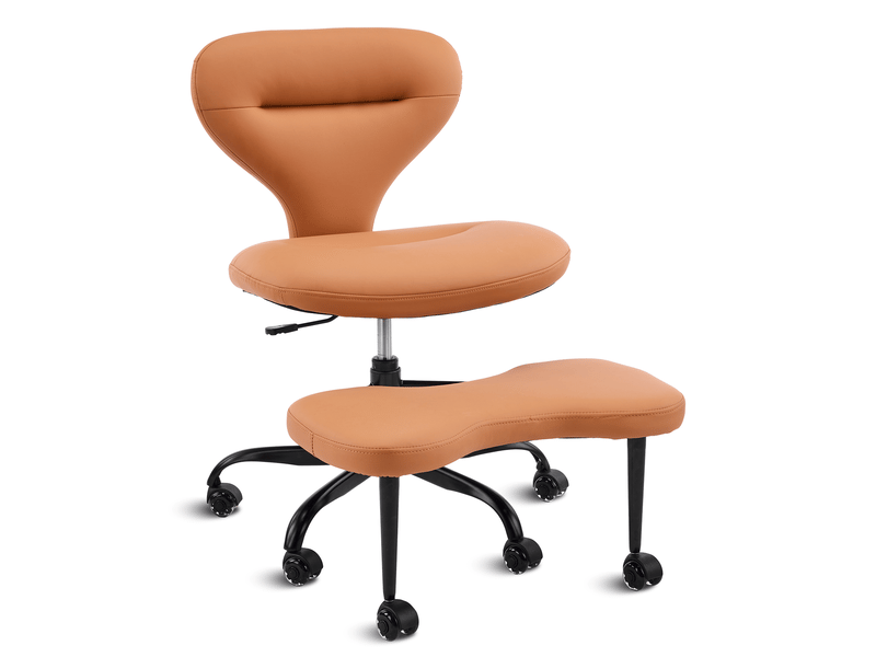  Chaise méditation méditation orange en similicuir avec repose-pieds rétractable  - Conforama A