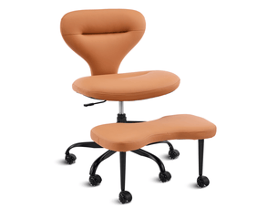 Chaise méditation méditation orange en similicuir avec repose-pieds rétractable