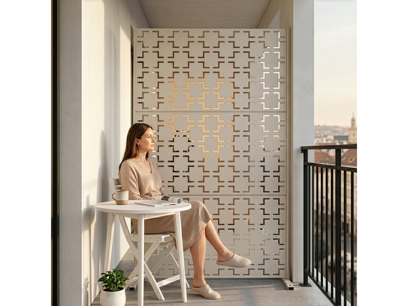  Cloison de séparation basciano pour extérieur et intérieur acier galvanisé 180 x 90 x 40 cm beige ail casa.pro Basciano - Conforama B
