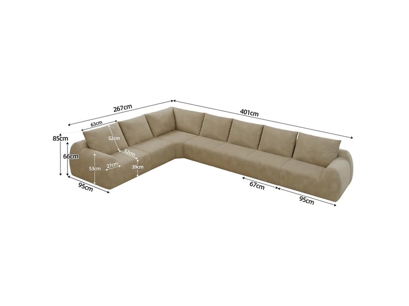 Canapé d'angle 7 places sans montage 401 cm en chenille khaki - mousse haute résilience - Conforama C