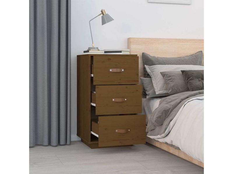  Lot de 2 tables de chevet - cabinet de chevet - table de nuit marron 40x40x75 cm bois de pin massif  - Conforama C