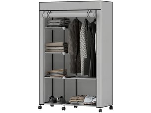 Armoire en tissu à roulettes, penderie portable avec 6 étagères et 1 tringle pour la chambre, 103 x 43 x 162,5 cm, grise