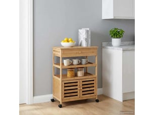 Desserte de cuisine, chariot de rangement avec roues naturel 59,5x36x82 cm bambou