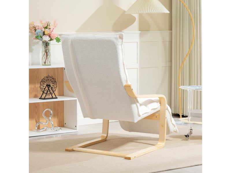  Fauteuil relax blanc en polaire sherpa avec repose-pieds réglable  - Conforama E