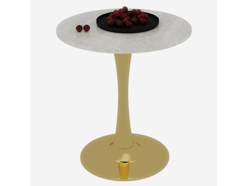  Table basse ronde moderne en marbre artificiel blanc et doré  - Conforama A