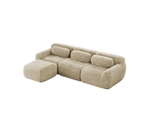 Canapé modulaire en l 291x179x73 cm 3 places sans montage avec coussins sans cadre kaki clair