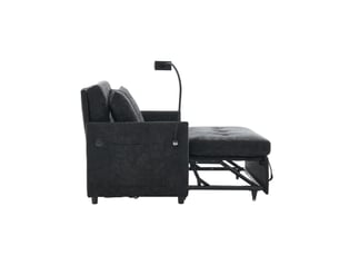 Fauteuil convertible, en tissu rembourré, coloris noir, l109 x p72 x h83,5 cm, pour salon, gain de place, design moderne
