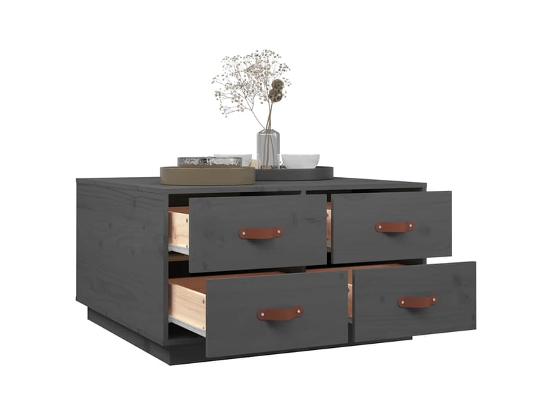  Table basse - table de salon - table à thé gris 80x80x45 cm bois massif de pin  - Conforama E