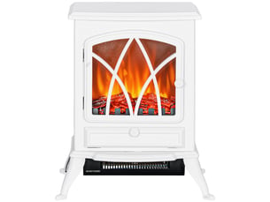 Cheminée électrique sur pied blanche, effet flamme led, 10002000 w, 15 à 30 m²