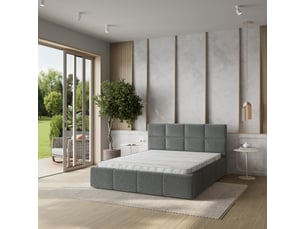 Lit coffre 180x200 cm <strong>MASSENO</strong> <strong></strong> coloris gris
