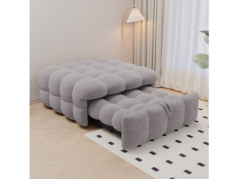  Lit extensible 183x76 cm 2-en-1 métal mdf gris sans matelas  - Conforama D