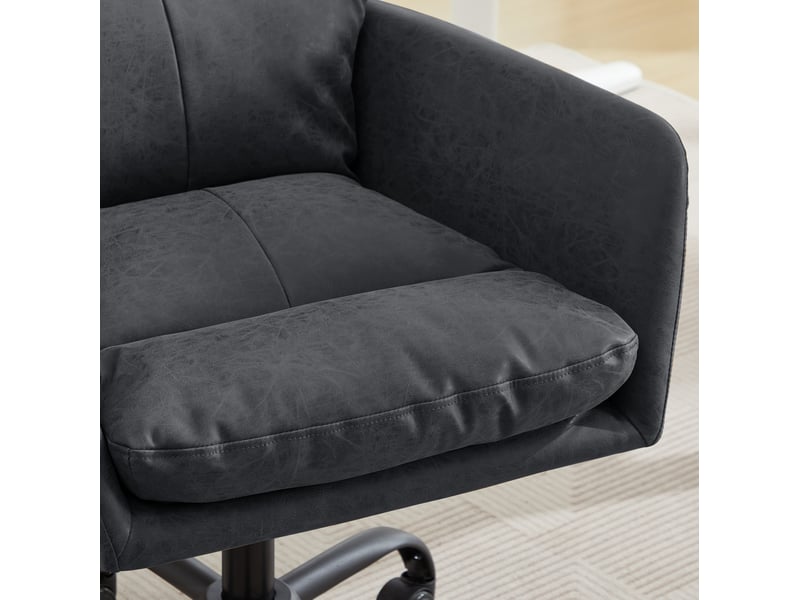  Fauteuil de bureau noir réglable en hauteur en cuir régénéré, structure métal et assise rembourrée confortable  - Conforama D