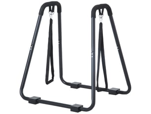 Station de musculation pour dips multifonction noire en acier avec sangle, 90 x 81 x 92,5 cm, charge 120 kg