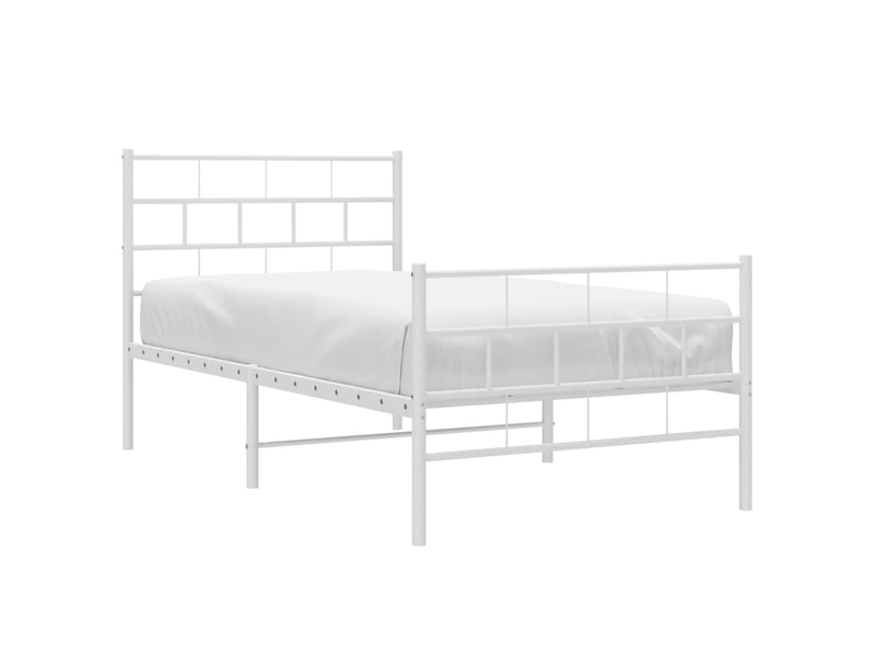  Lit simple- lit adulte -  cadre de lit métal sans matelas avec pied de lit blanc 90x200cm  - Conforama B