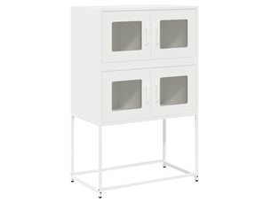 Buffet haut - bahut - meuble de rangement blanc 68x39x107 cm acier