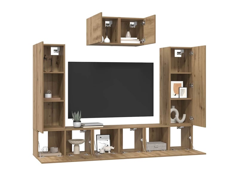 Ensemble meuble tv ; banc tv ; armoire tv 7 pcs chêne artisanal 180 x 30 x 120 cm - Conforama D